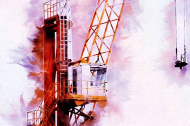 Şantiye iskelesi, klasik resim çizimi olan bir inşaat alanı.