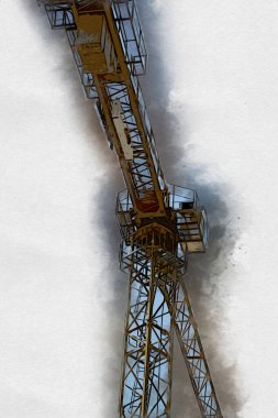 Şantiye iskelesi, klasik resim çizimi olan bir inşaat alanı.