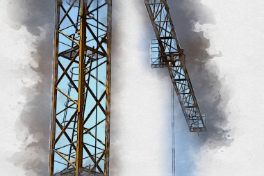 Şantiye iskelesi, klasik resim çizimi olan bir inşaat alanı.