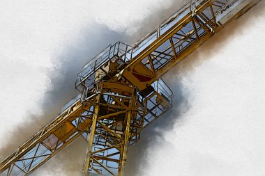 Şantiye iskelesi, klasik resim çizimi olan bir inşaat alanı.