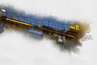 Şantiye iskelesi, klasik resim çizimi olan bir inşaat alanı.