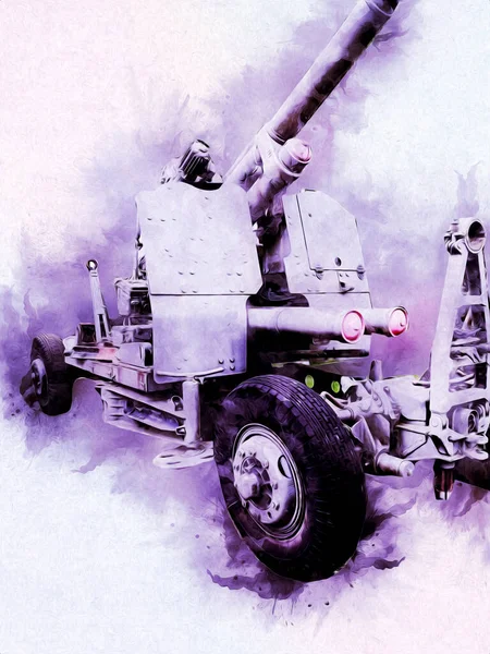 Зенітна Зброя Мистецтво Ілюстрація Військовий Малюнок Ескіз — стокове фото