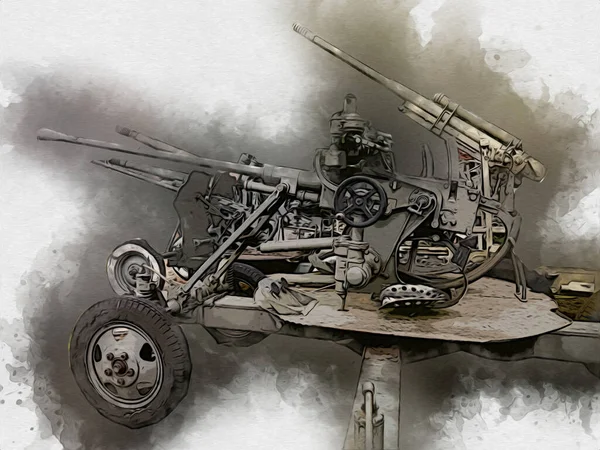 Aircraft Gun Art Illustration Military Drawing Sketch — 스톡 사진