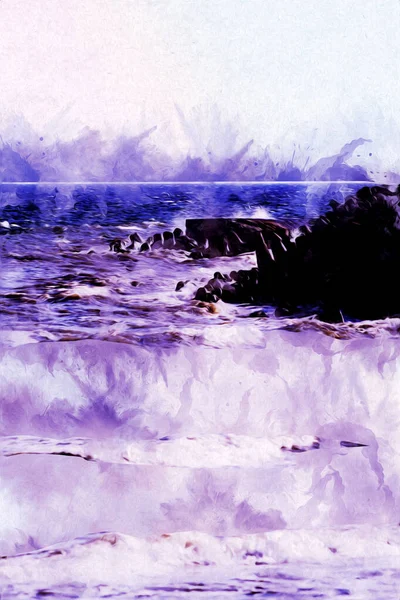 Piękna Plaża Białym Piaskiem Naturalne Tło Letnich Wakacji Ilustracja Sztuki — Zdjęcie stockowe