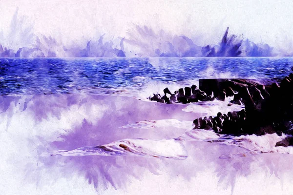 Piękna Plaża Białym Piaskiem Naturalne Tło Letnich Wakacji Ilustracja Sztuki — Zdjęcie stockowe