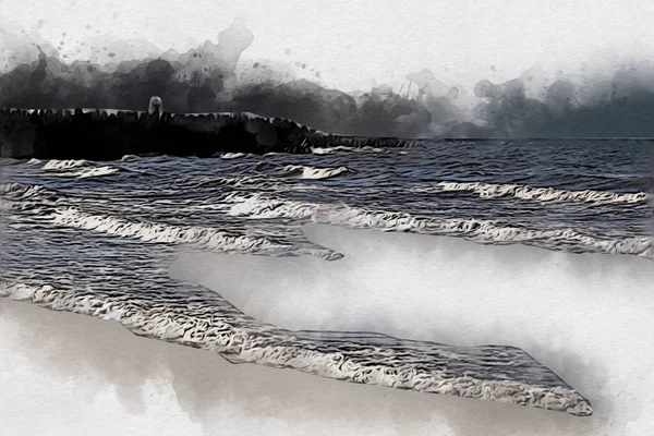 Mooi Strand Met Wit Zand Natuurlijke Achtergrond Voor Zomer Vakantie — Stockfoto