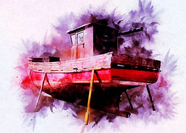 Yelkenli Tekneler Marina Sanat Illüstrasyonuna Yerleştirildi — Stok fotoğraf