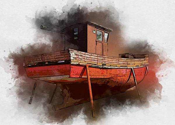 Segelboote Yachthafen Art Illustration Vintage Retro Verstaut — Stockfoto