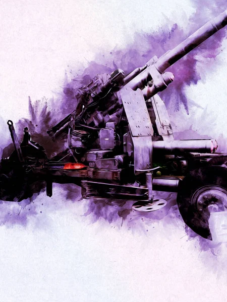 Battlefield Cannon Military Art Illustration Drawing Sketch — Stock Photo, Image