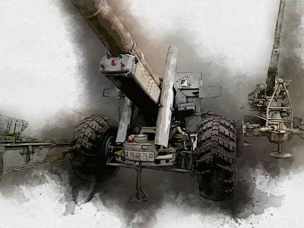 Savaş Alanı Topu Askeri Sanat Çizimi Çizimi — Stok fotoğraf
