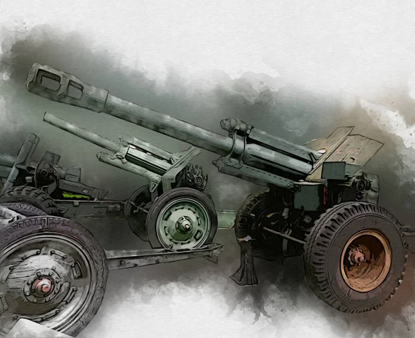 battlefield cannon military art illustration drawing sketch