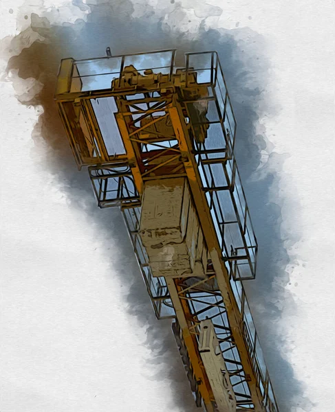 Building Construction Site Scaffolding Vintage Art Illustration Drawing Sketch — Stock Photo, Image