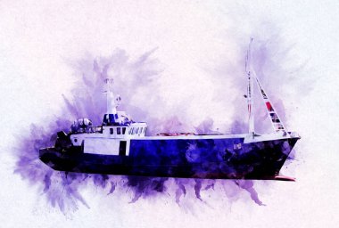 Yelkenli tekneler rıhtıma, liman sanatı illüstrasyonları klasik