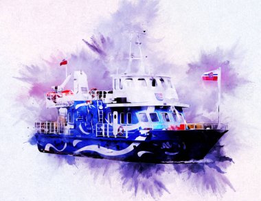 Yelkenli tekneler rıhtıma, liman sanatı illüstrasyonları klasik