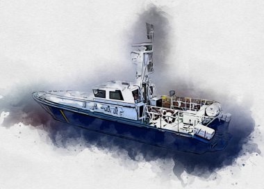 Yelkenli tekneler rıhtıma, liman sanatı illüstrasyonları klasik