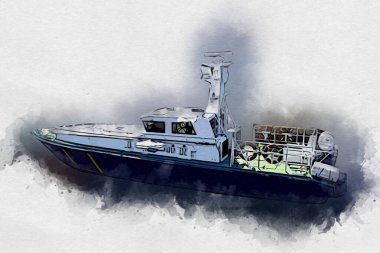 Yelkenli tekneler rıhtıma, liman sanatı illüstrasyonları klasik