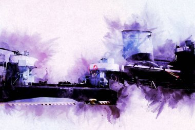 Savaş gemisi deniz illüstrasyonu antika sanat eseri çizimi