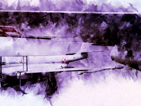美国喷气式战斗机绘图图解艺术年份 — 图库照片