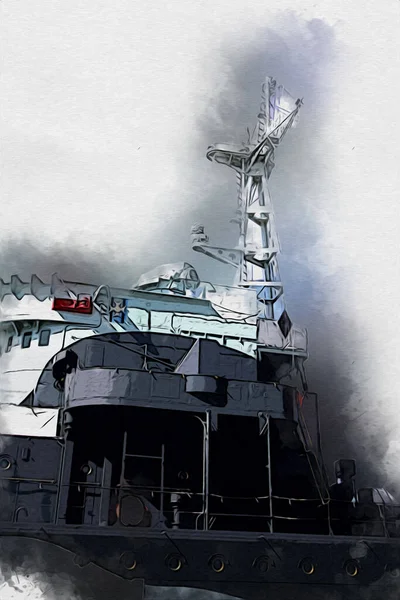 Морской Крейсер Иллюстрация Антикварного Искусства — стоковое фото
