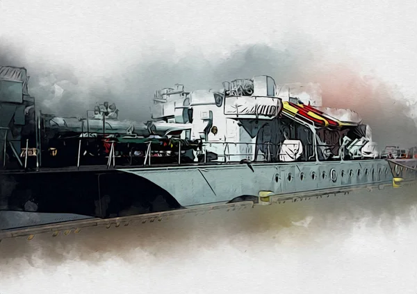 Морской Крейсер Иллюстрация Антикварного Искусства — стоковое фото