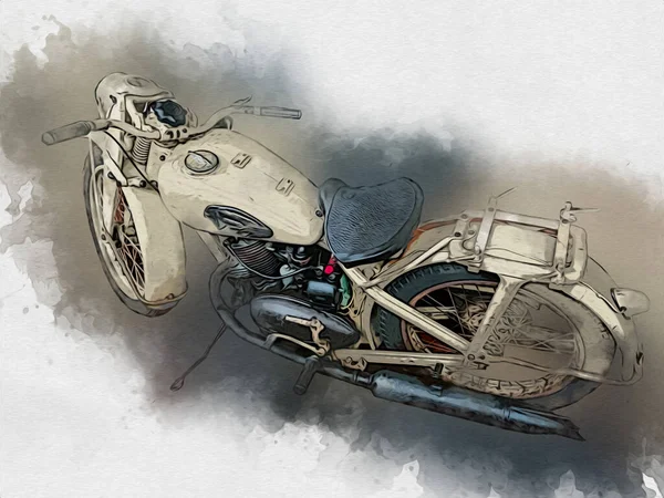 Vieja Motocicleta Militar Sobre Fondo Blanco Aislado Desde Segunda Guerra — Foto de Stock