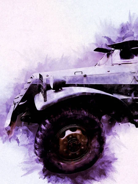 装甲車両技術軍用トラックアートイラスト孤立スケッチ — ストック写真