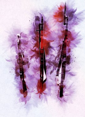 Tabanca, el yapımı klasik silah çizimi. İşleme biçimi eski tabancalar ayarlandı