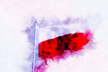 Polonya, izole edilmiş arkaplan resimlerine bayrak sallıyor.