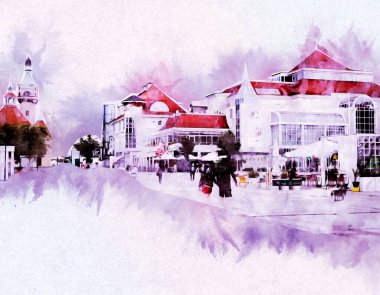 Sopot sanat çiziminde kare ve gezinti mimari dönüm noktası