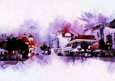 Sopot sanat çiziminde kare ve gezinti mimari dönüm noktası