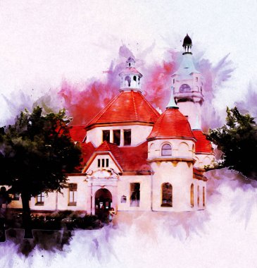 Sopot sanat çiziminde kare ve gezinti mimari dönüm noktası