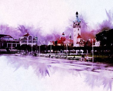 Sopot sanat çiziminde kare ve gezinti mimari dönüm noktası