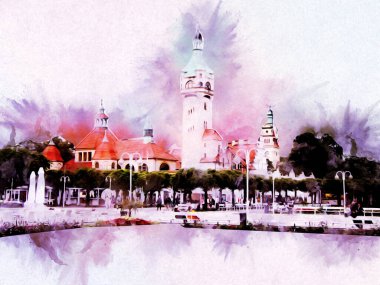 Sopot sanat çiziminde kare ve gezinti mimari dönüm noktası