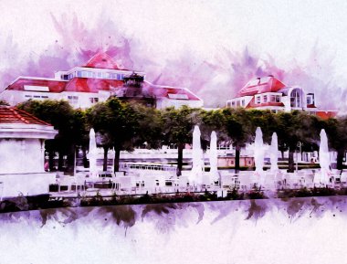 Sopot sanat çiziminde kare ve gezinti mimari dönüm noktası