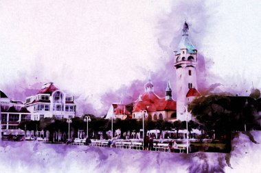 Sopot sanat çiziminde kare ve gezinti mimari dönüm noktası