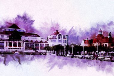 Sopot sanat çiziminde kare ve gezinti mimari dönüm noktası