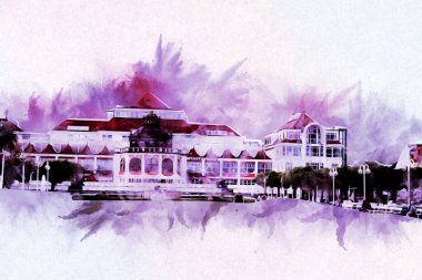 Sopot sanat çiziminde kare ve gezinti mimari dönüm noktası