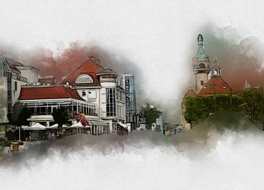 Sopot sanat çiziminde kare ve gezinti mimari dönüm noktası