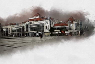 Sopot sanat çiziminde kare ve gezinti mimari dönüm noktası