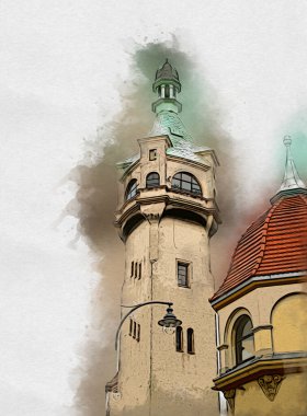 Sopot sanat çiziminde kare ve gezinti mimari dönüm noktası