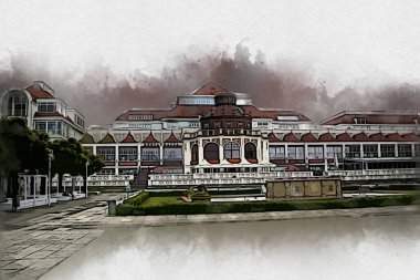 Sopot sanat çiziminde kare ve gezinti mimari dönüm noktası