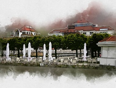 Sopot sanat çiziminde kare ve gezinti mimari dönüm noktası