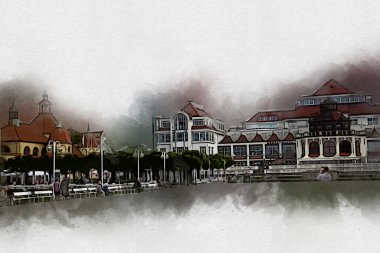 Sopot sanat çiziminde kare ve gezinti mimari dönüm noktası