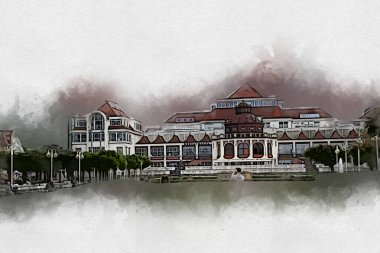 Sopot sanat çiziminde kare ve gezinti mimari dönüm noktası