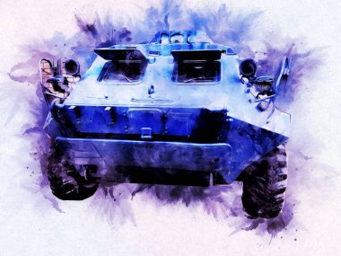 Vintage tank izole çizim sanat illüstrasyonu