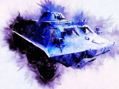 Vintage tank izole çizim sanat illüstrasyonu