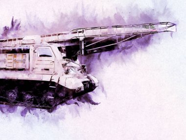 Vintage tank izole çizim sanat illüstrasyonu