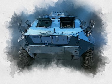 Vintage tank izole çizim sanat illüstrasyonu