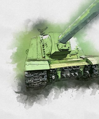 Vintage tank izole çizim sanat illüstrasyonu