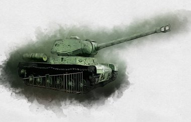 Vintage tank izole çizim sanat illüstrasyonu